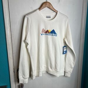 This is a Columbia Hart Mountain II Crew sweatshirt in white or cream with a mul